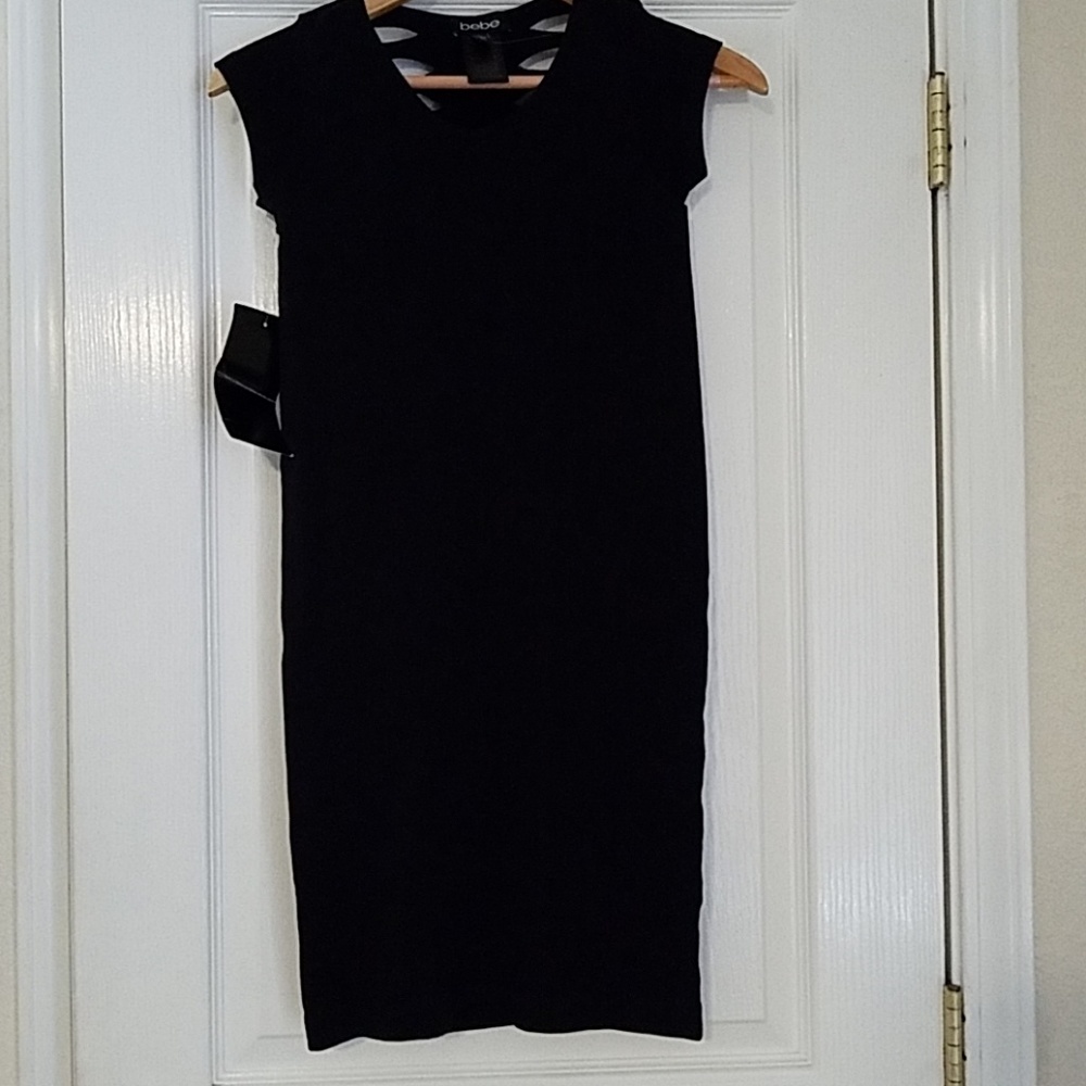 Bebe Black Stretch Back Cut Out Dress